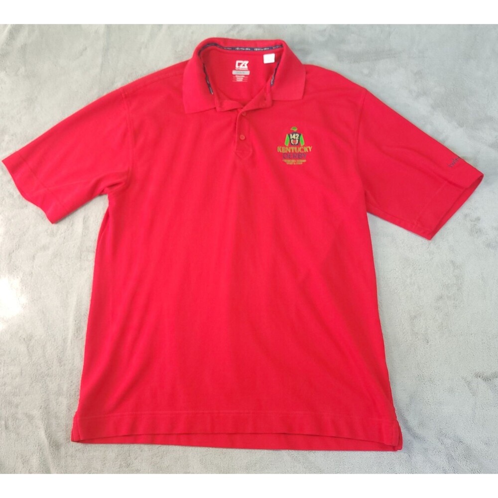 Kentucky Derby 142 2016 Polo Shirt Mens Red Large Nyquist Cutter & Buck Racing